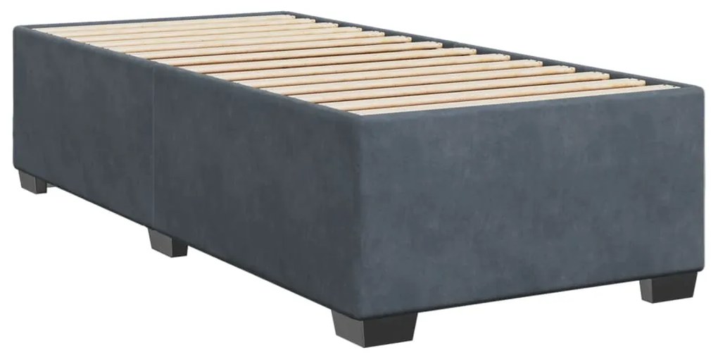 Cama box spring com colchão solteiro veludo cinzento-escuro