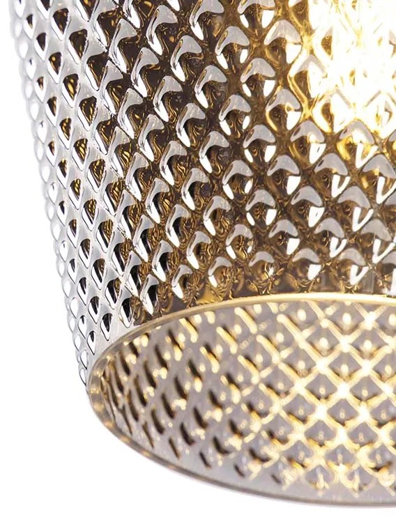 Candeeiro de teto Art Deco latão com vidro fumê - Karce Art Deco