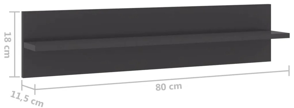Estantes de parede 4pcs derivados de madeira cinza brilhante
