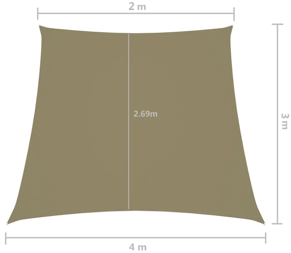 Para-sol estilo vela tecido oxford trapézio 2/4x3 m bege