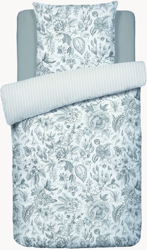 Conjunto de roupa de cama em cetim de algodão Fleurs Esquissées, vários tamanhos