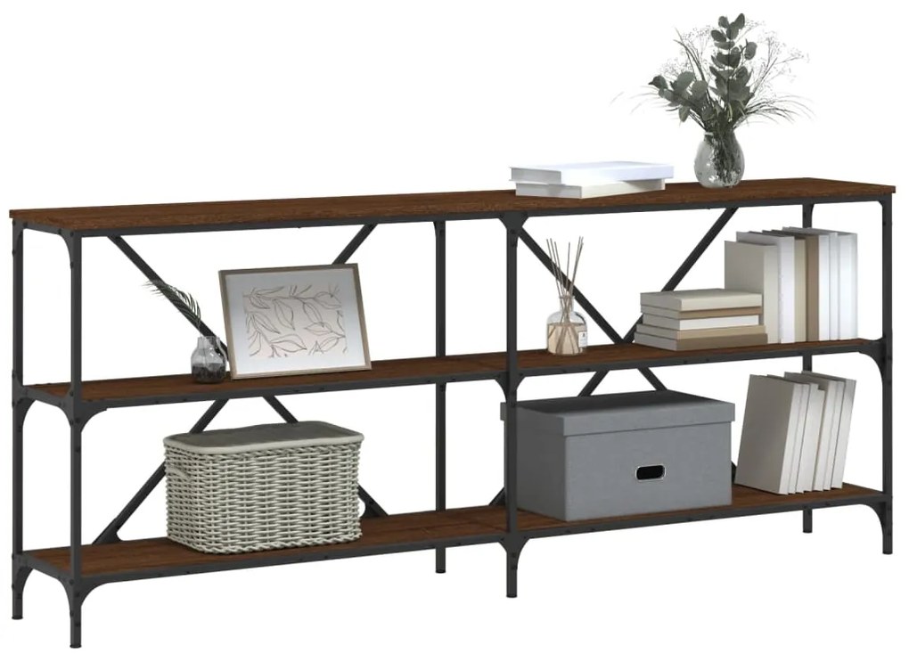 Mesa consola 180x30x75cm deriv. madeira/ferro carvalho castanho