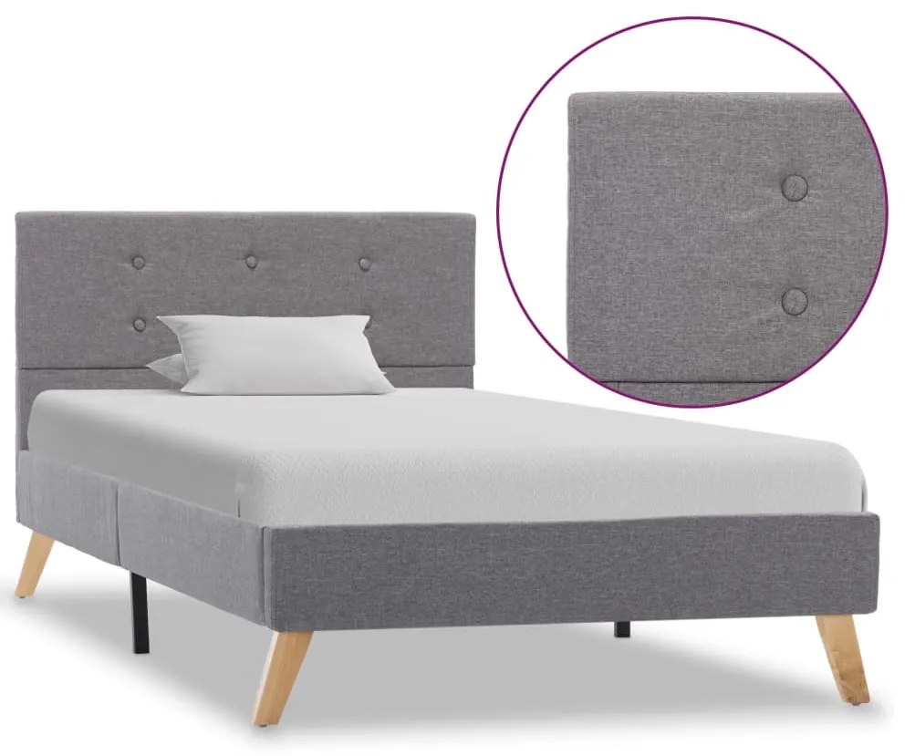 vidaXL Estrutura de cama 90x200 cm tecido cinzento-claro