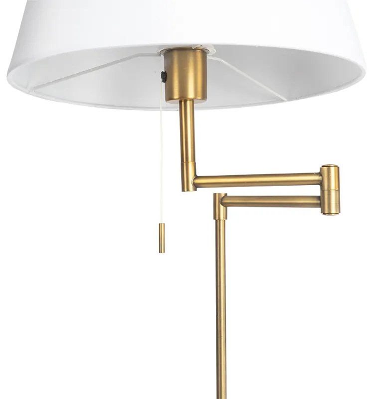 Candeeiro de pé em bronze com cúpula branca e braço ajustável - Ladas Deluxe Moderno