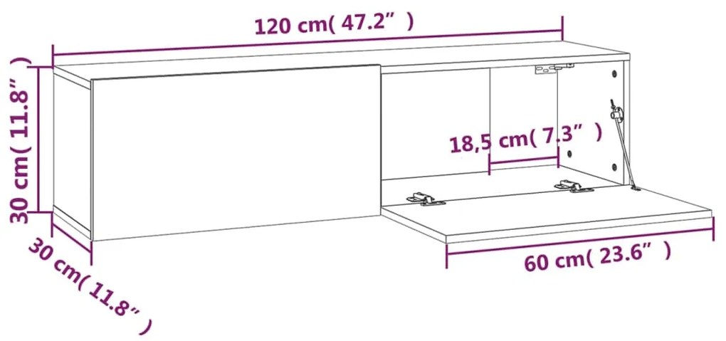 Móvel de TV Cafir de Parede de 120cm - Nogueira - Design Moderno