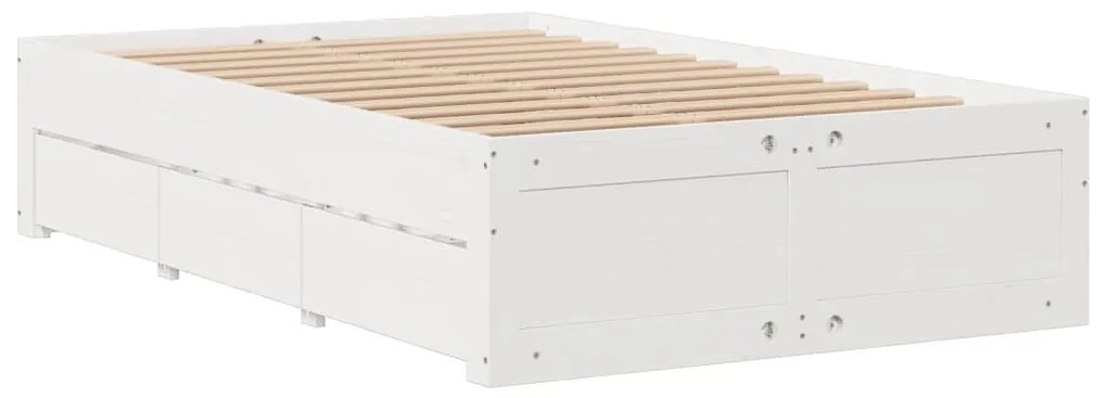 Cama com estante sem colchão 135x190 cm pinho maciço branco