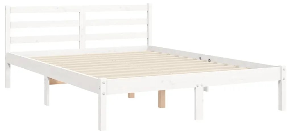 Estrutura de cama com cabeceira 140x200cm madeira maciça branco