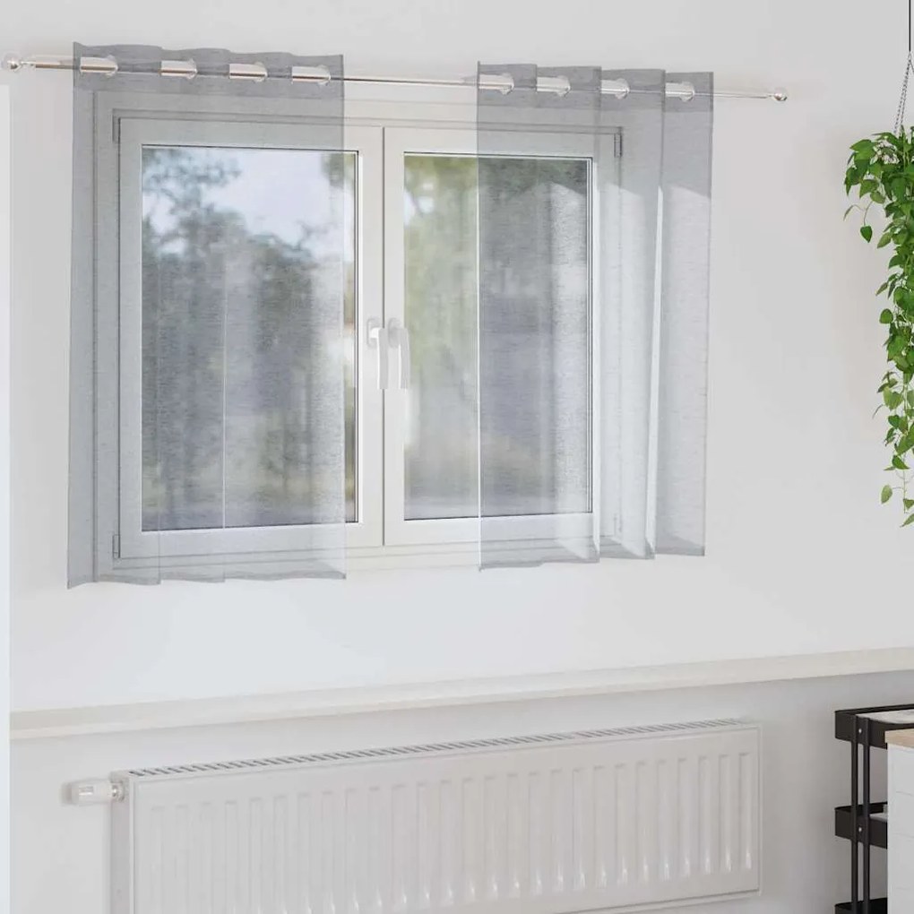 Cortinas 2 pcs Cinzento-escuro 140 x 140 cm Poliéster