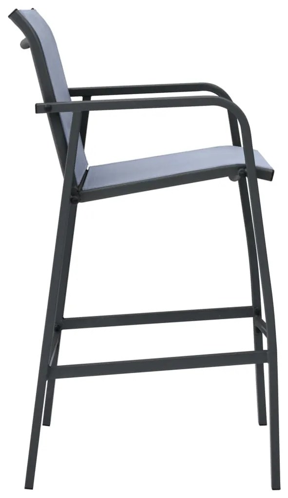 Cadeiras de bar para jardim 2 pcs textilene cinzento