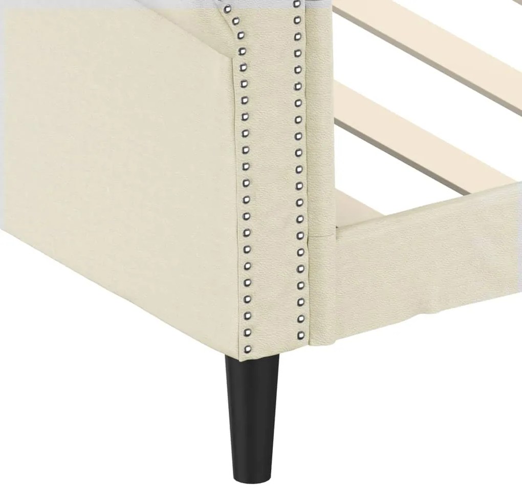 Sofá-cama 100x200 cm couro artificial cor creme