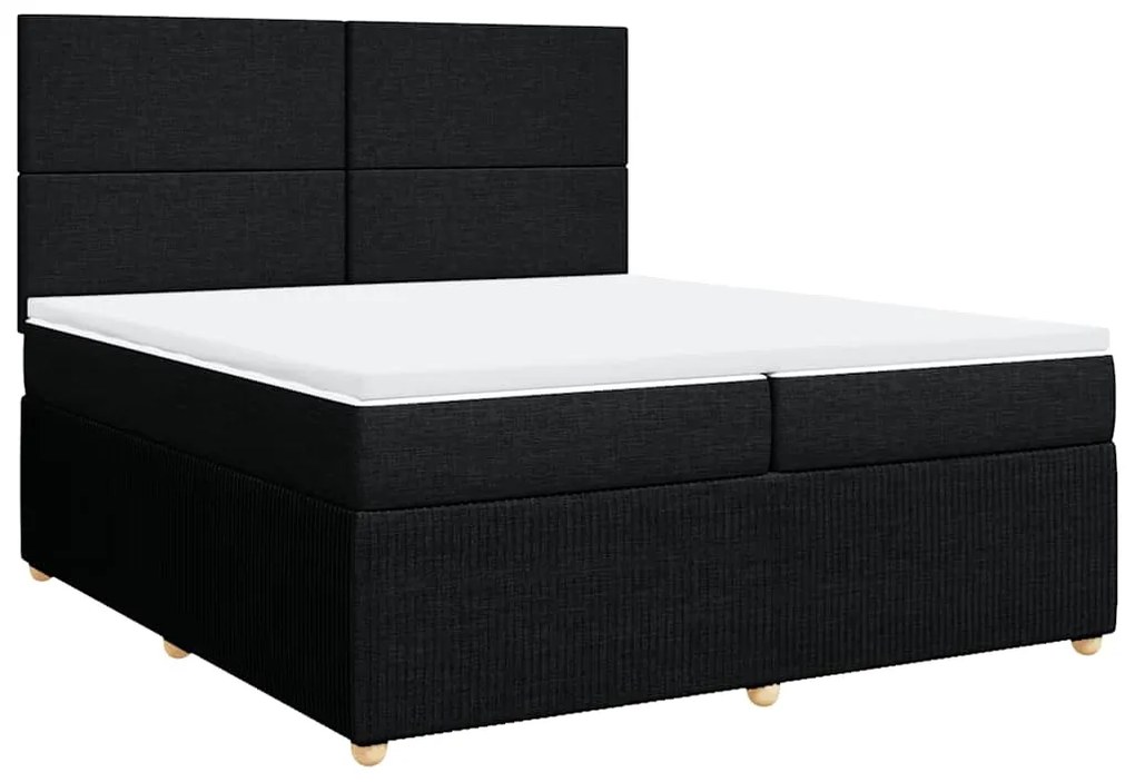 Cama com molas/colchão 200x200 cm tecido preto
