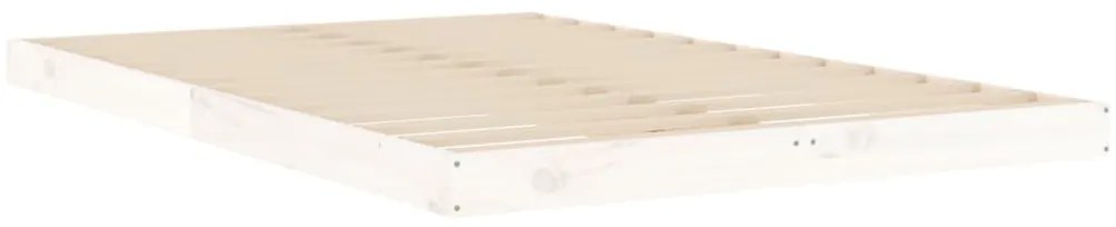 Estrutura cama de casal pequena 120x190 cm pinho maciço branco