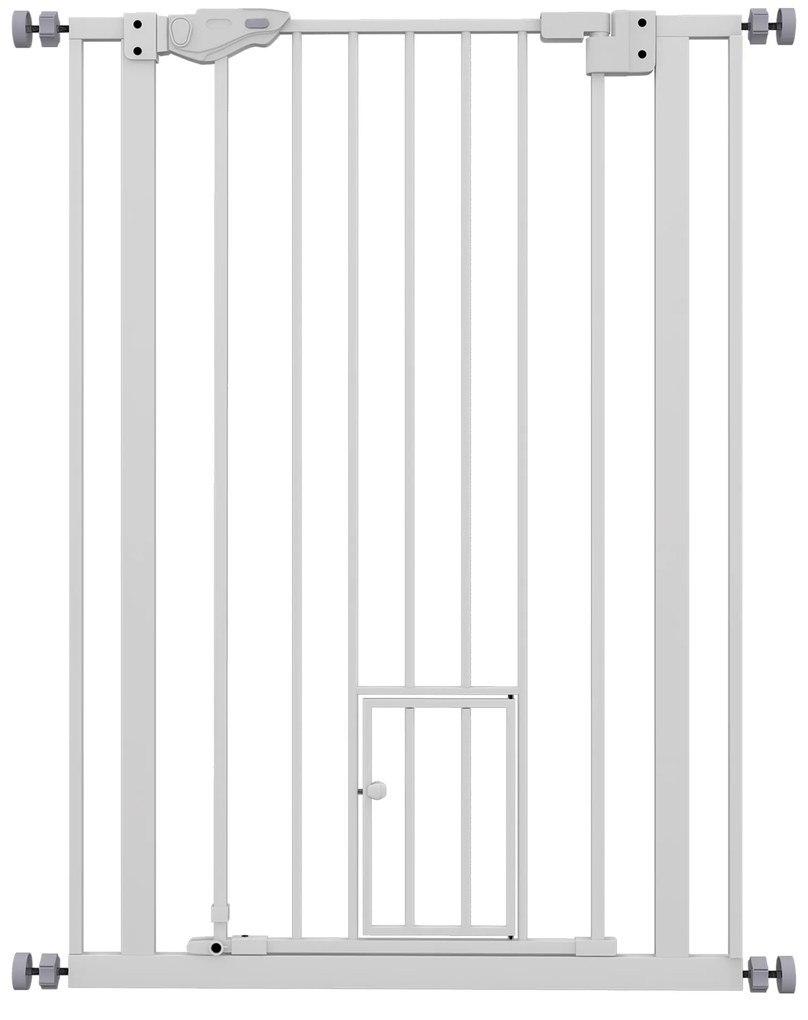 Pawhut Barreira de Segurança para Animais de 104 cm de Altura Porta de Fecho Automático e Sistema de Duplo Travamento Sem Perfuração | Aosom Portugal