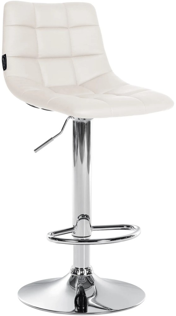 Conjunto de 2 bancos altos Jerry em couro sintético com estrutura cromada 87-108,5 x 43 x 46,5 cm Branco