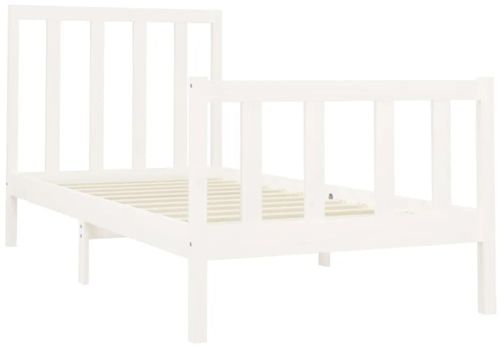 Cama sem colchão 90x200 cm madeira de pinho maciça branco