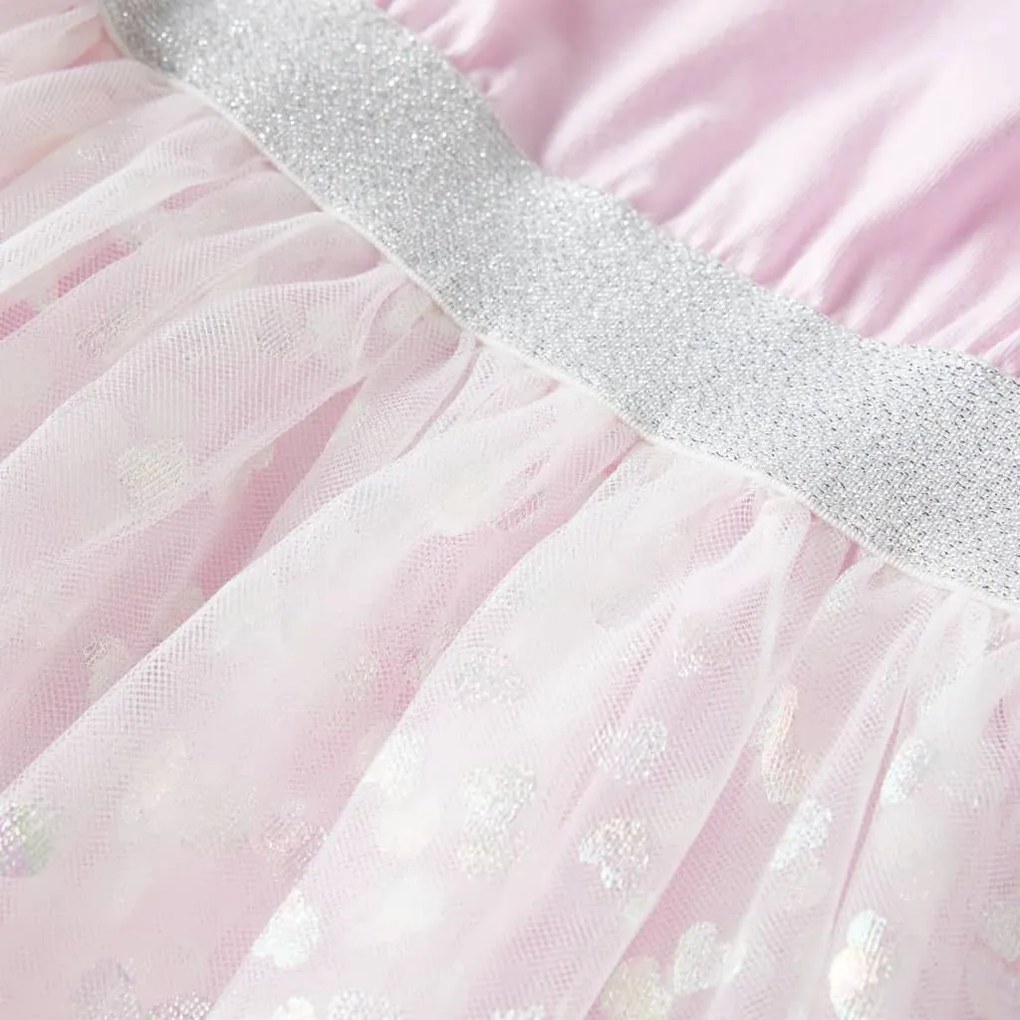 Vestido de criança com folhos rosa-claro 116