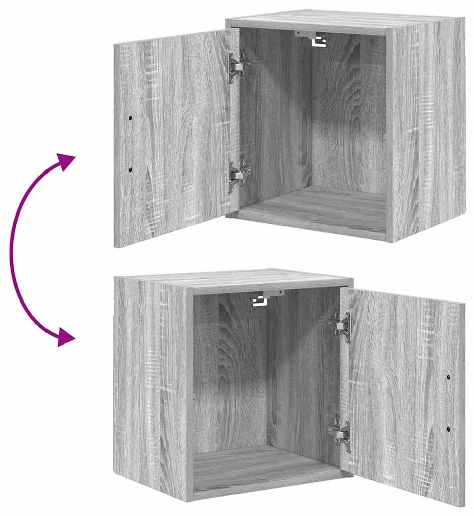 Armários de garagem 2 pcs derivados de madeira cinzento sonoma