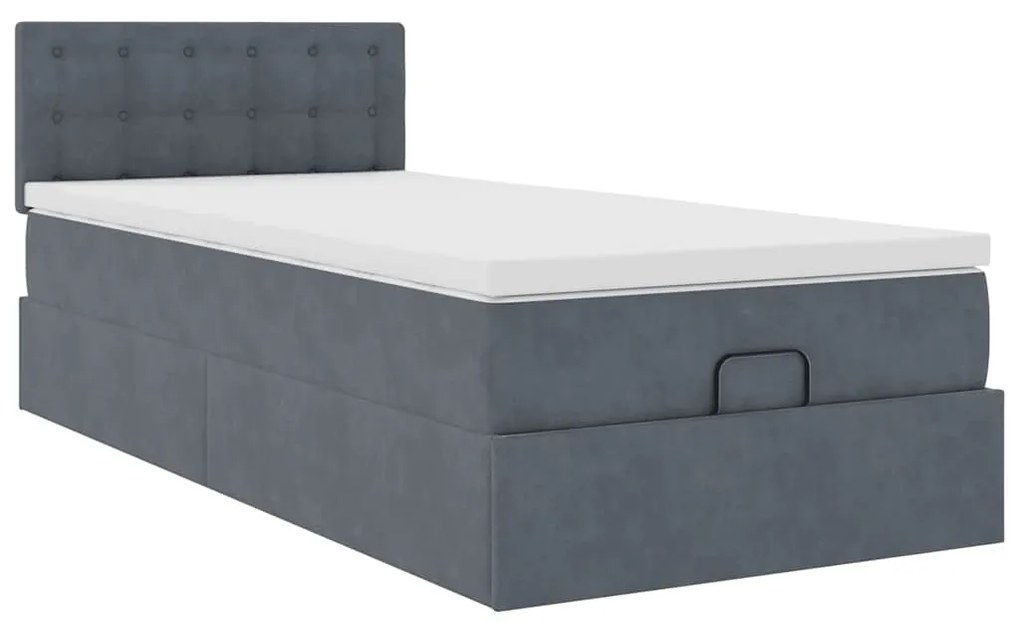 Estrutura cama otomana colchão 90x190 cm veludo cinzento escuro