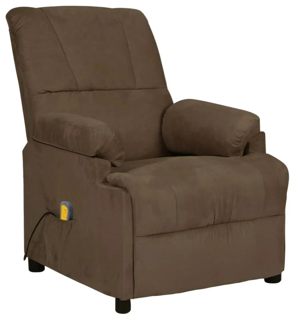 324052 vidaXL Poltrona de massagens reclinável camurça artificial castanho