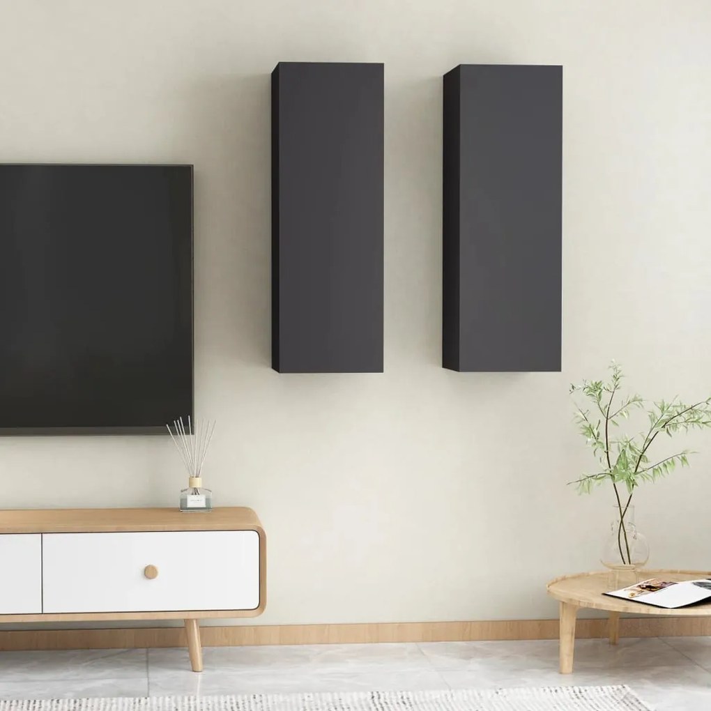 vidaXL Móveis de TV 2 pcs 30,5x30x90 cm derivados de madeira cinzento