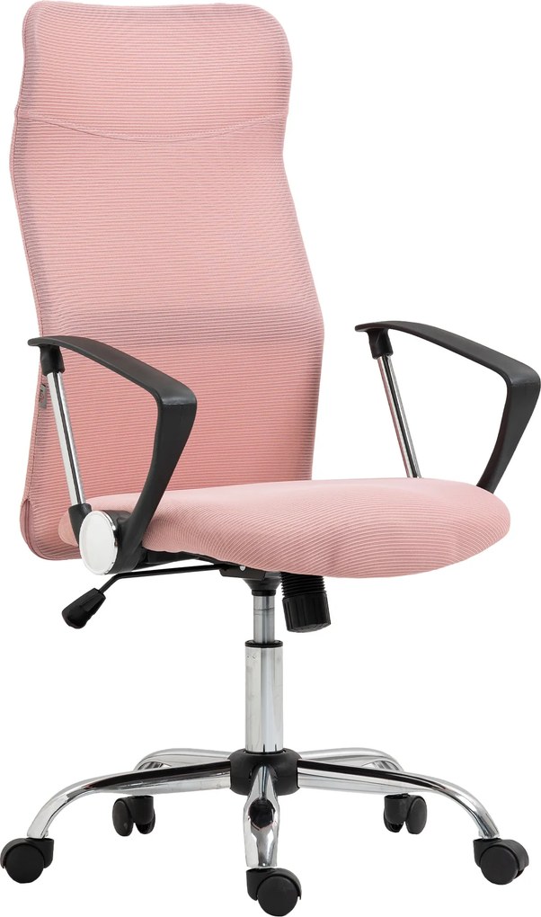 HOMCOM Cadeira de escritório manager encosto ergonômico altura do assento ajustável giratória tecido malha 63x65x119109-119cm rosa | Aosom Portugal