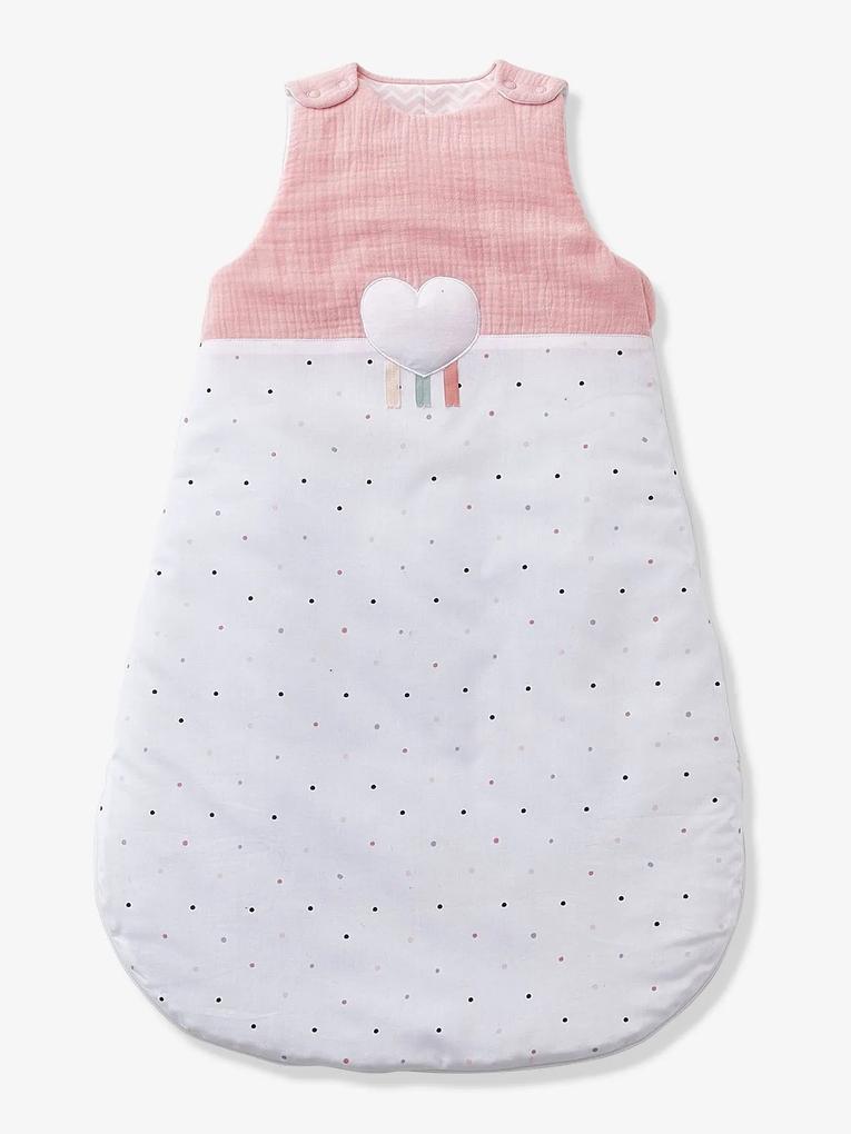 Saco de bebé sem mangas, tema Love Lange rosa claro liso com motivo