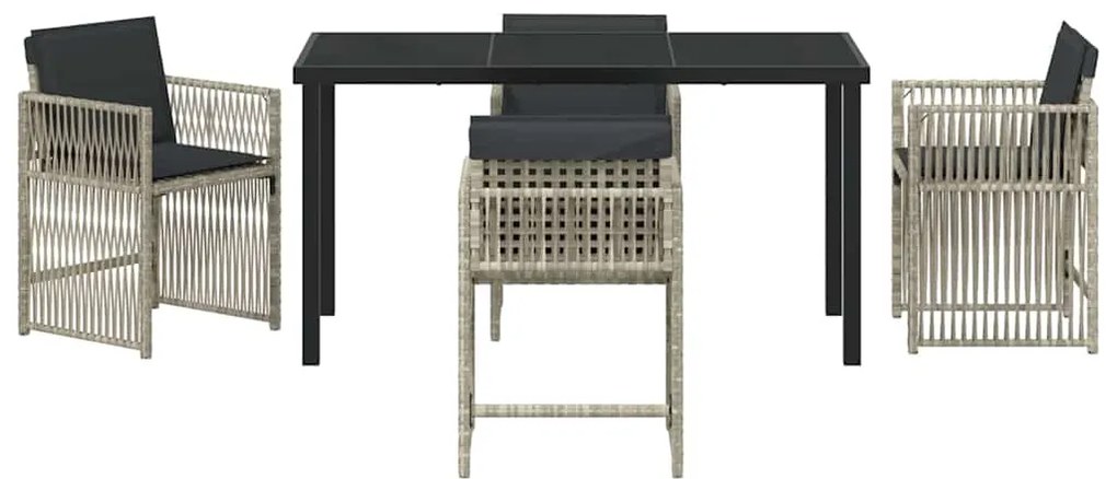Conjunto de Jantar para Jardim com 5 Peças e Almofadas Cinza Claro