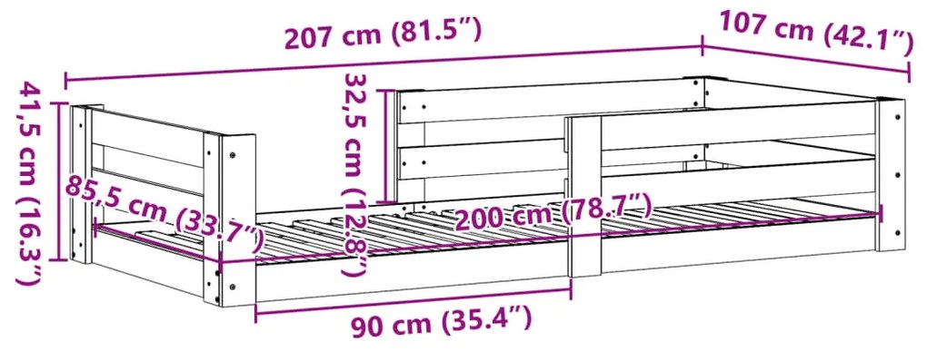 Cama sem colchão 100x200 cm madeira de pinho maciça branco