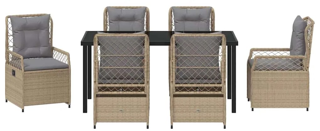 Conjunto de Jantar de Jardim com 7 Peças em Rattan Sintético Bege.