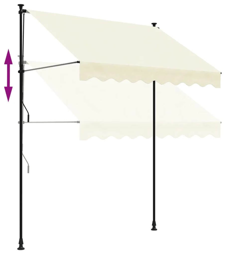 Toldo retrátil 200x150 cm tecido e aço cor creme