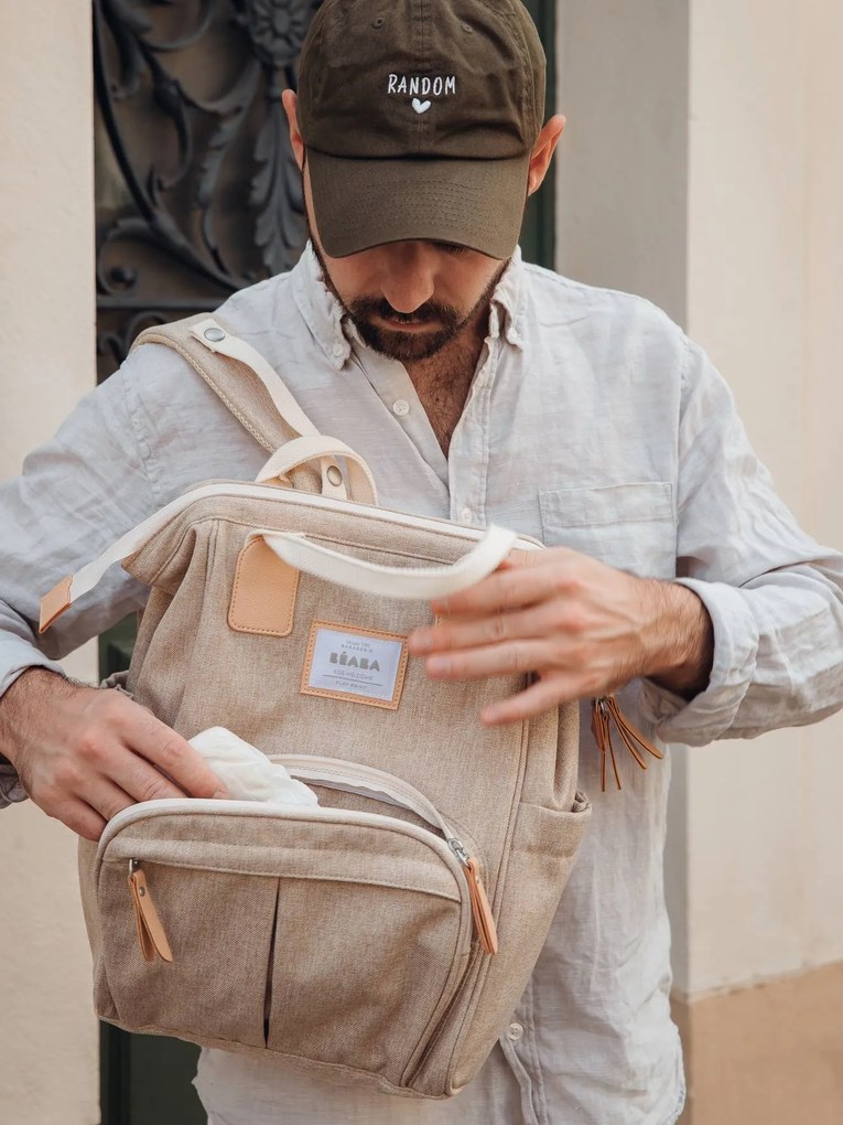 Mochila muda-fraldas Wellington, da BEABA bege mesclado