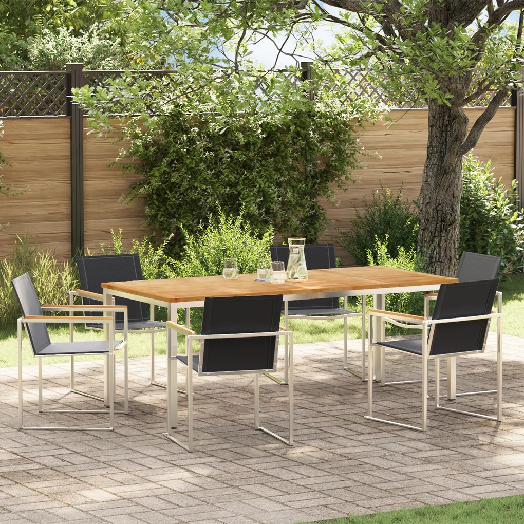 Conjunto de Jantar de Jardim vidaXL de 7 Peças Madeira Sólida de Teca