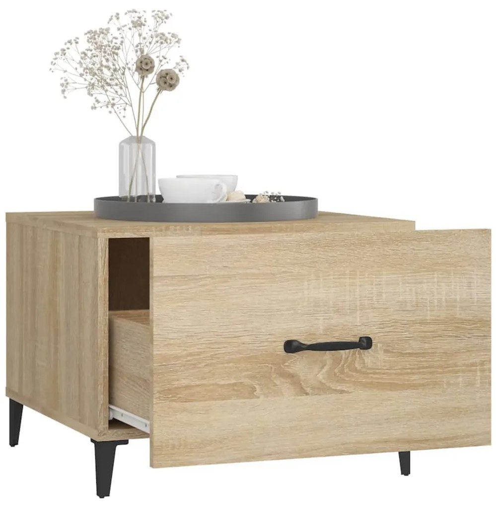 Mesas de centro com pernas de metal 2 pcs 50x50x40 cm sonoma