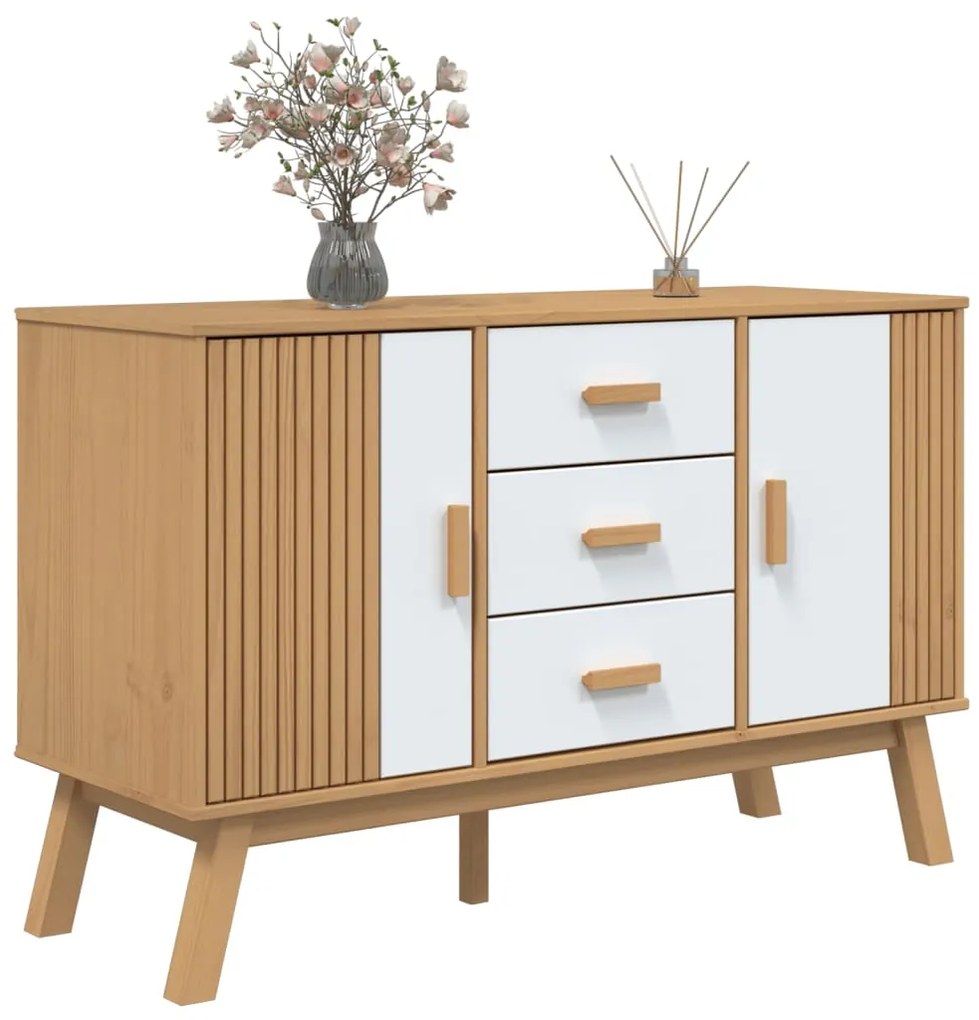 Aparador OLDEN 114x43x73,5 cm pinho maciço branco e castanho