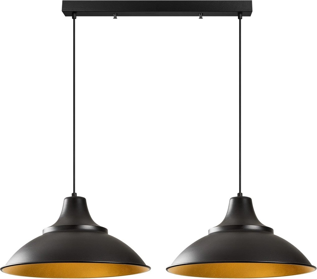 Candeeiro de Teto Saglam – Preto e Dourado – 62 x 30 cm