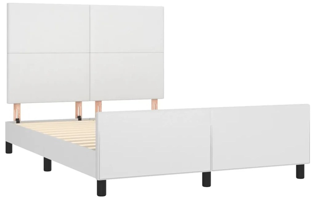 Estrutura cama c/ cabeceira couro artificial 140x190 cm branco