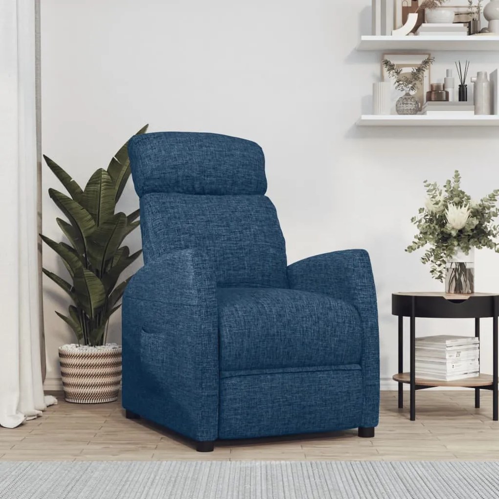 341697 vidaXL Poltrona reclinável tecido azul