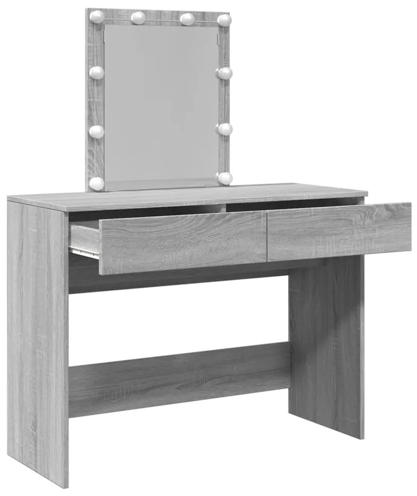 Toucador com LEDs 100x40x130 cm sonoma cinza