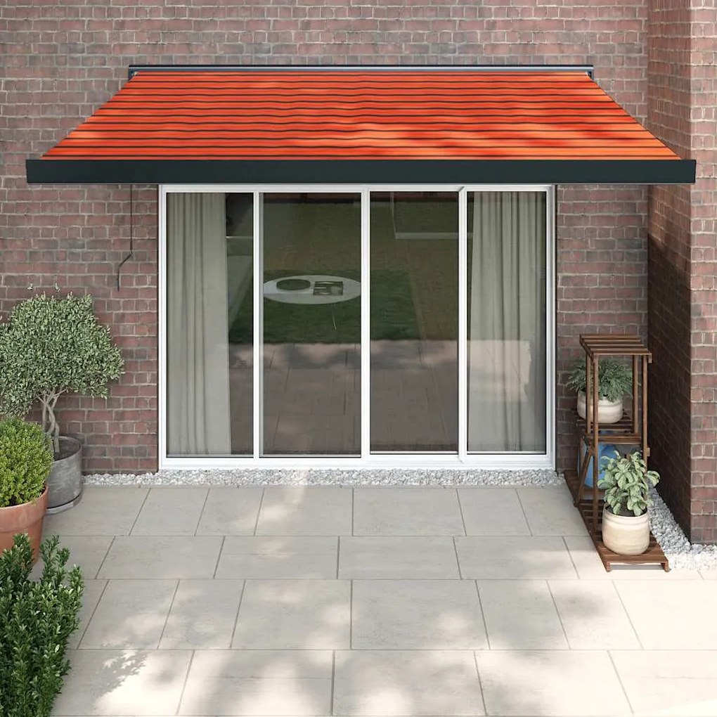 vidaXL Toldo retrátil 3,5x2,5 m tecido e alumínio laranja e castanho