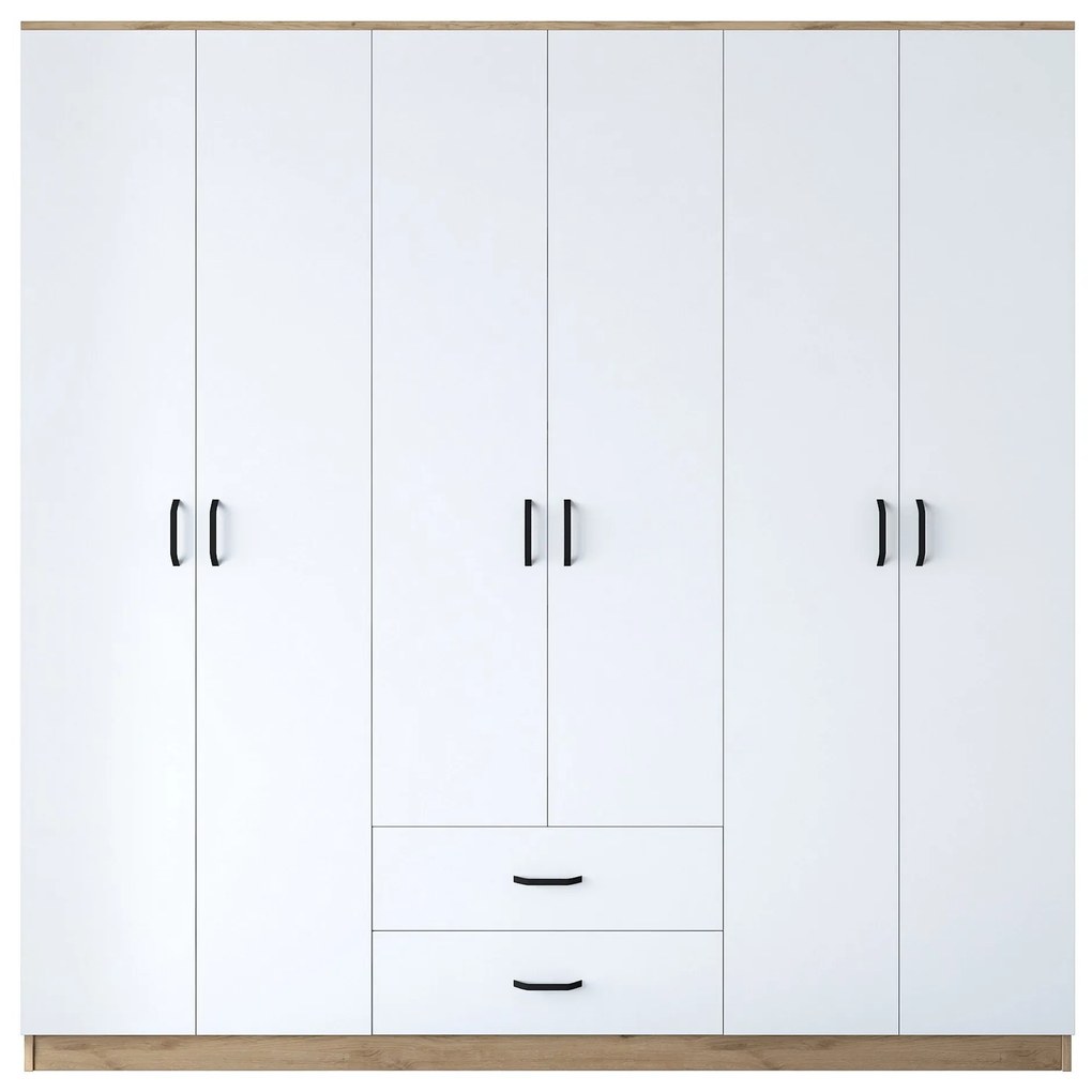 Guarda-roupa BA111 – Nogueira e Branco – 210 cm x 210 cm x 51,5 cm