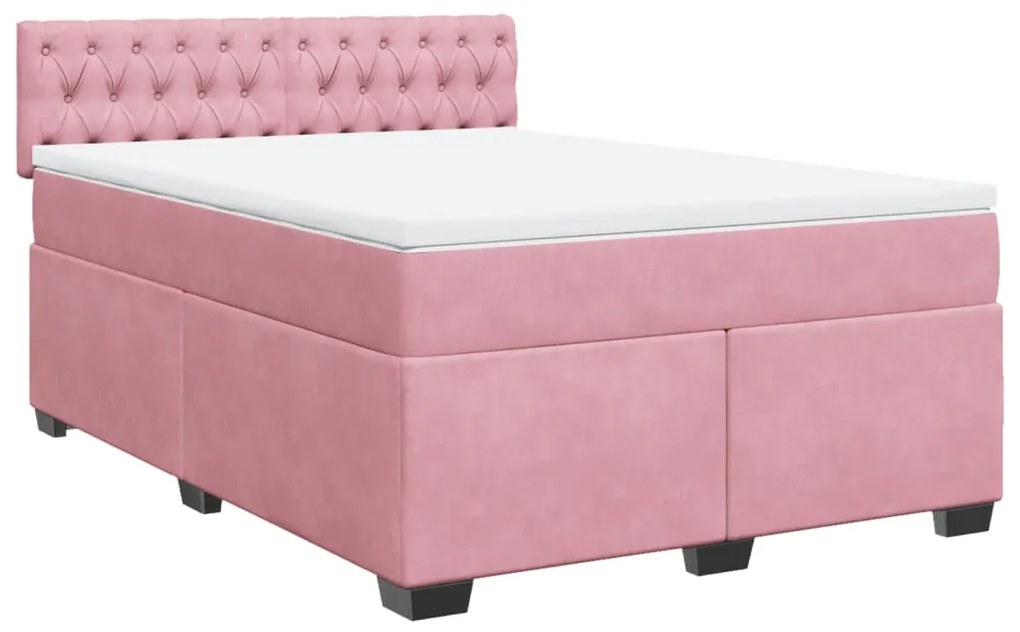 Cama com molas/colchão 160x200 cm veludo rosa