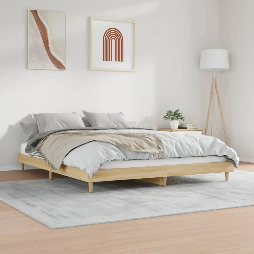 Estrutura cama s/ colchão derivados de madeira carvalho sonoma