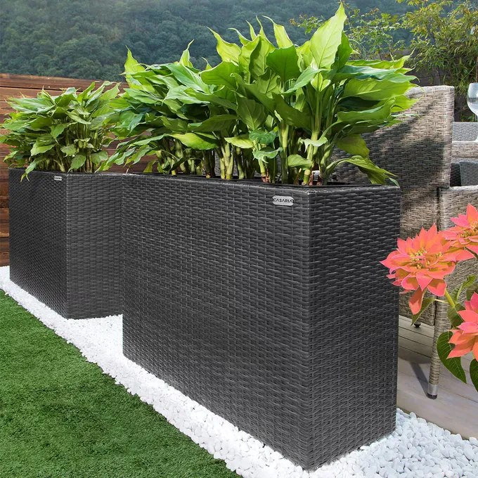 Vaso de flores Polyrattan 83x30,5x60cm Preto