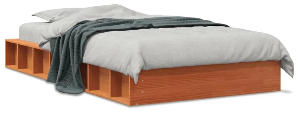 Estrutura de cama 90x200 cm madeira pinho maciça castanho cera