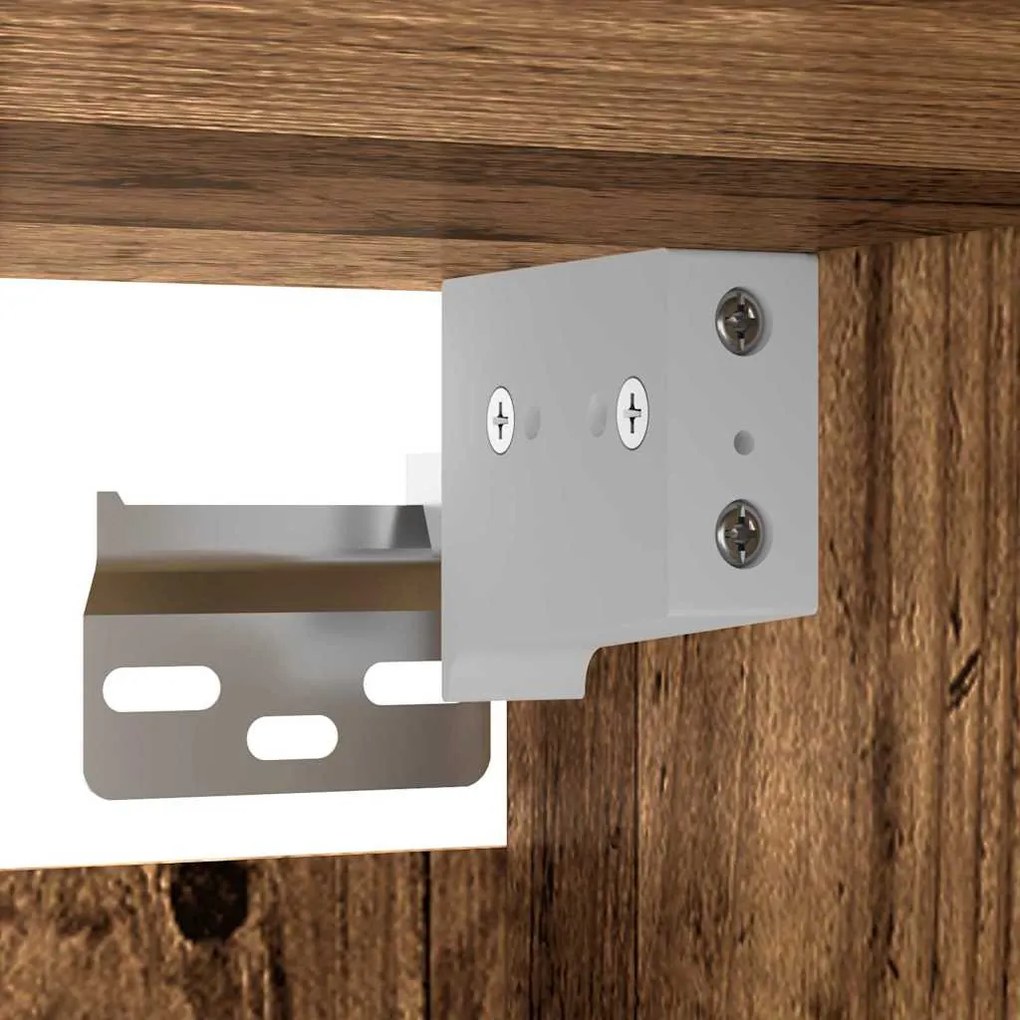 Conjunto com 4 cabides de TV da montado na parede em madeira envelheci