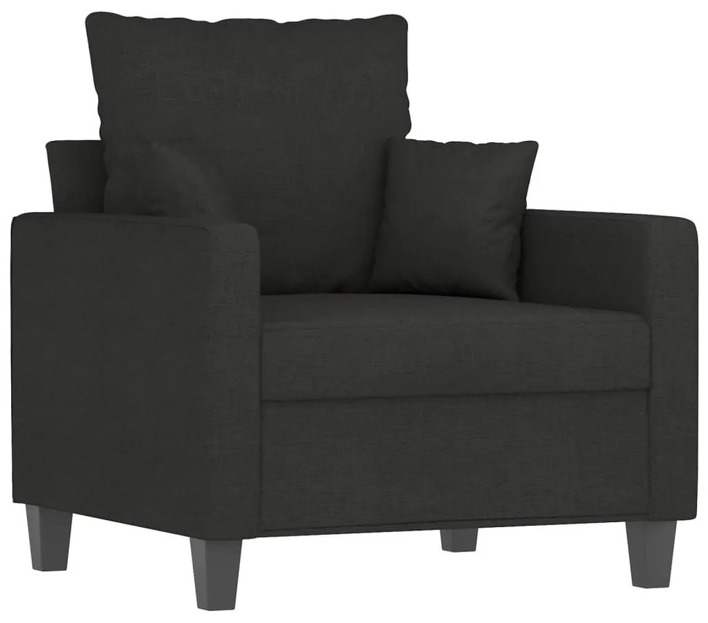 4 pcs conjunto de sofás com almofadas tecido preto