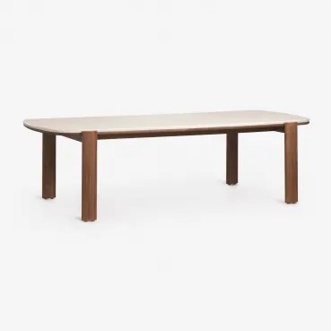 Mesa De Jantar Retangular 260x115 Cm Em Madeira De Acácia Vetra Tapioca Bege - Castanho-acácia Escuro - Sklum