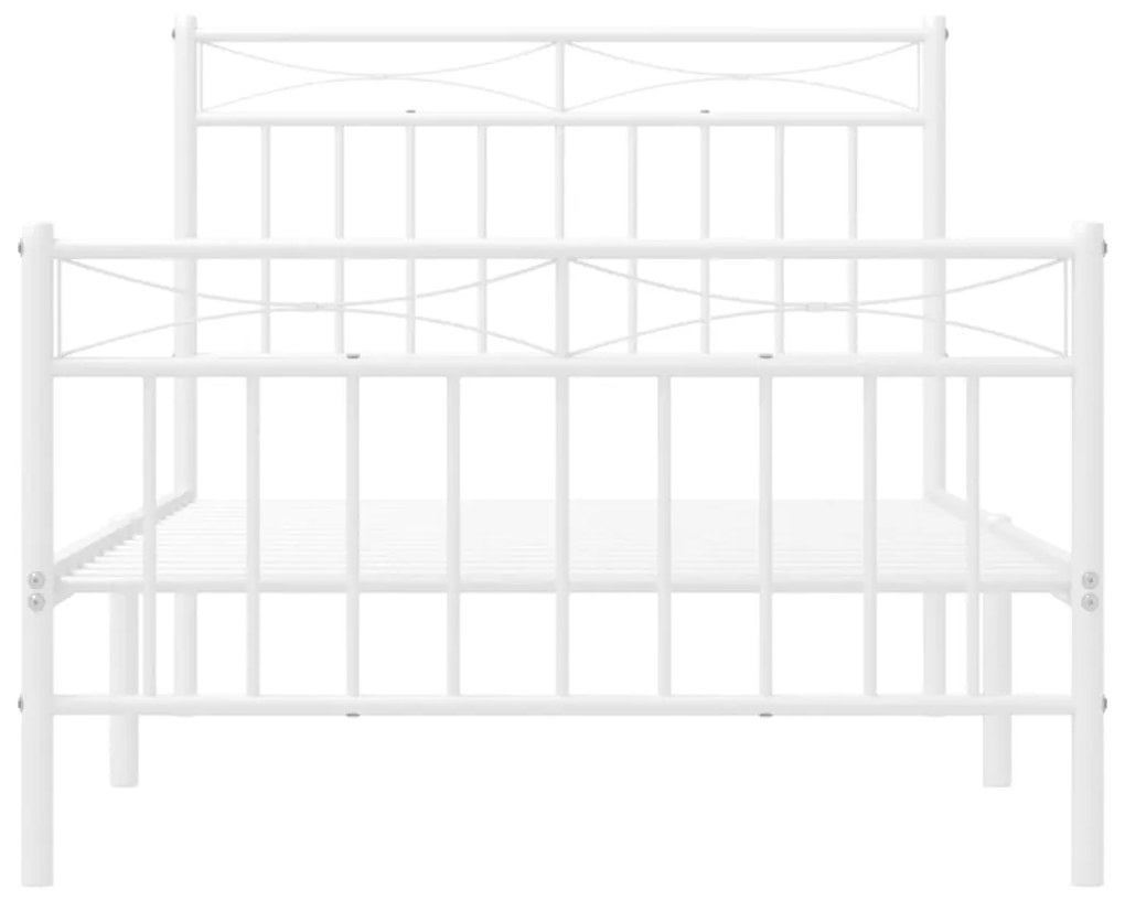 Estrutura de cama com cabeceira e pés 100x190 cm metal branco