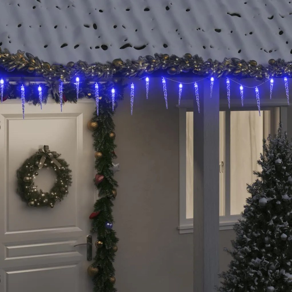 vidaXL Luz de Natal pingente de gelo 200 luzes LED 20 m acrílico azul