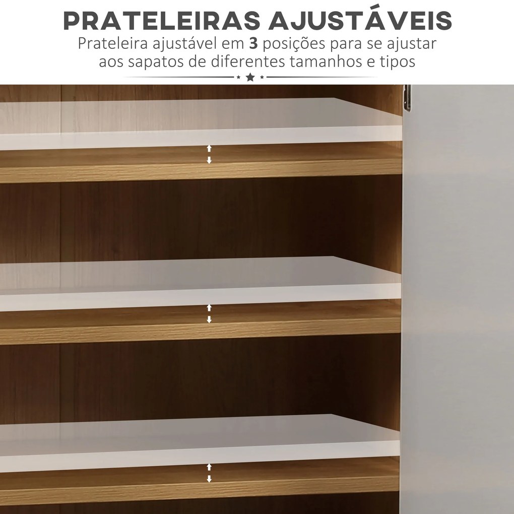 Sapateira Moderna Armário para Sapatos com 2 Portas 5 Prateleiras de Armazenamento para 15 Pares de Sapatos para Dormitório Corredor Entrada 60x32x100